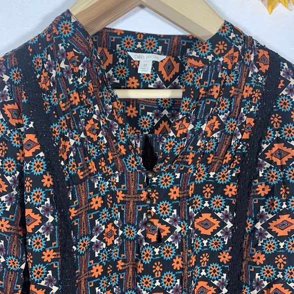 Cato Est. 1946 Geometric Boho Hippy Blouse Size Medium Women’s - Picture 3 of 9